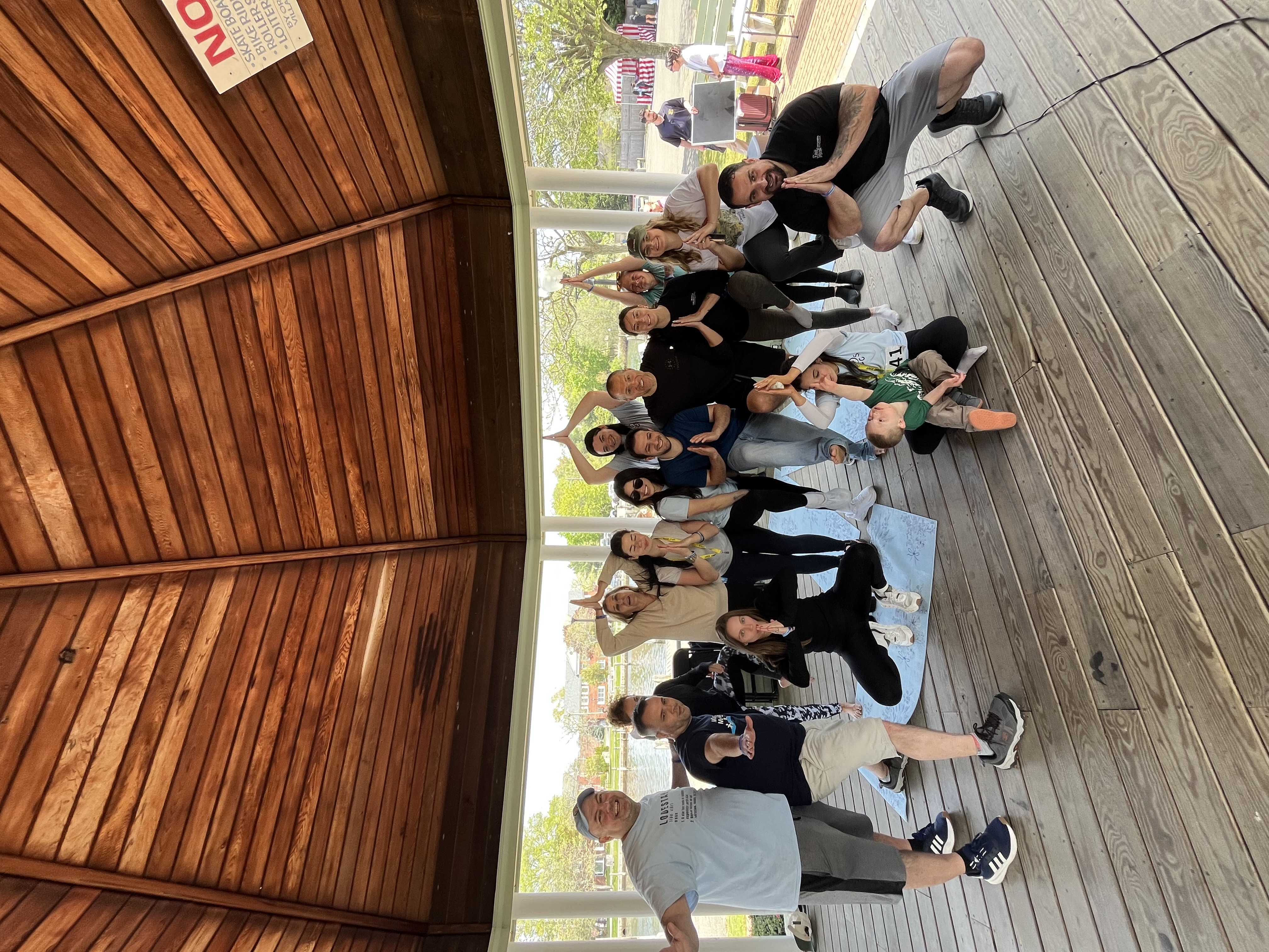 Lodestar staff doing yoga